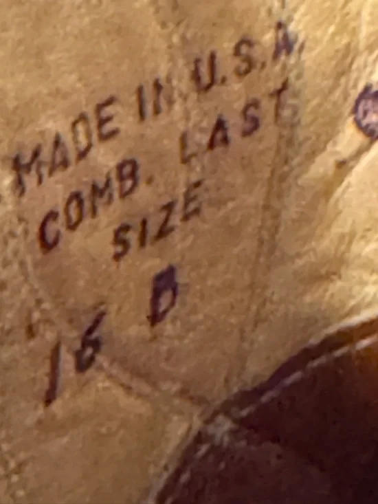 Men’s Justin Leather Cowboy Boots, Size 16D, Made in USA, Western, Vintage Tan - Picture 12 of 16